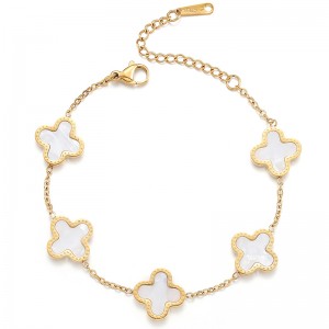 Hongde 18K goud-Vergulde mannen\\\'s en Vrouwen\\\'s Klavertje Vier Geluksarmband