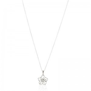 Delicate bloemen hanger ketting echte of gemaakte edelsteen geboortesteen bloem hanger ketting met ketting in sterling zilver, 18