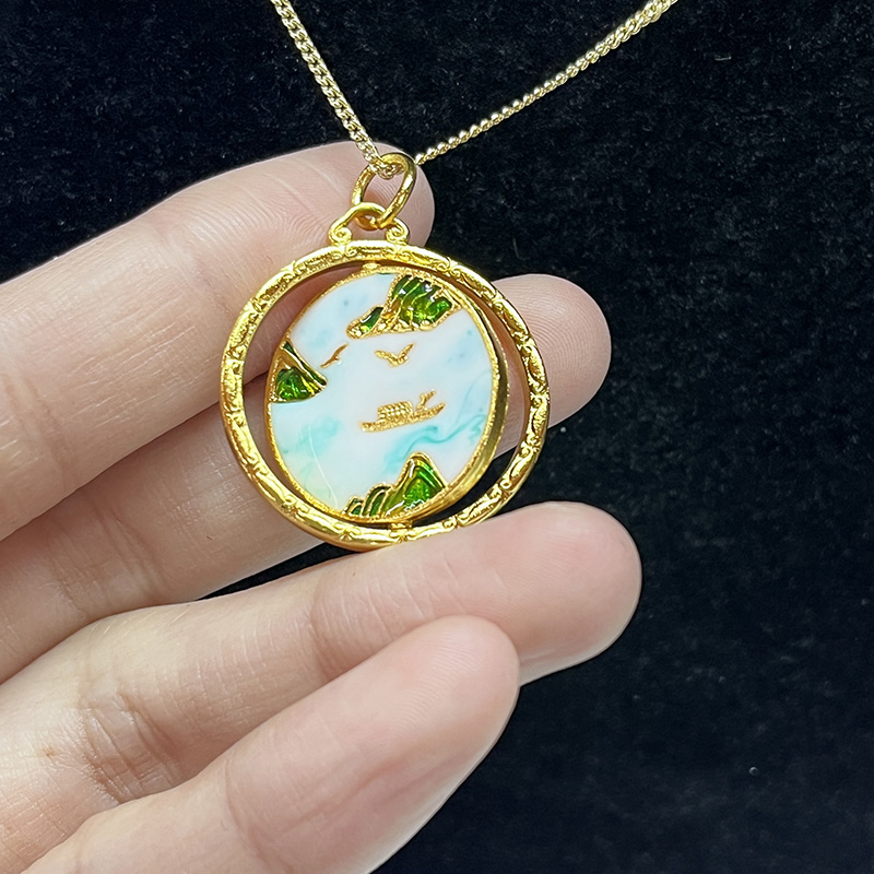 Omkeerbaar aangepast patroon hanger Gold vergulde lange ketting