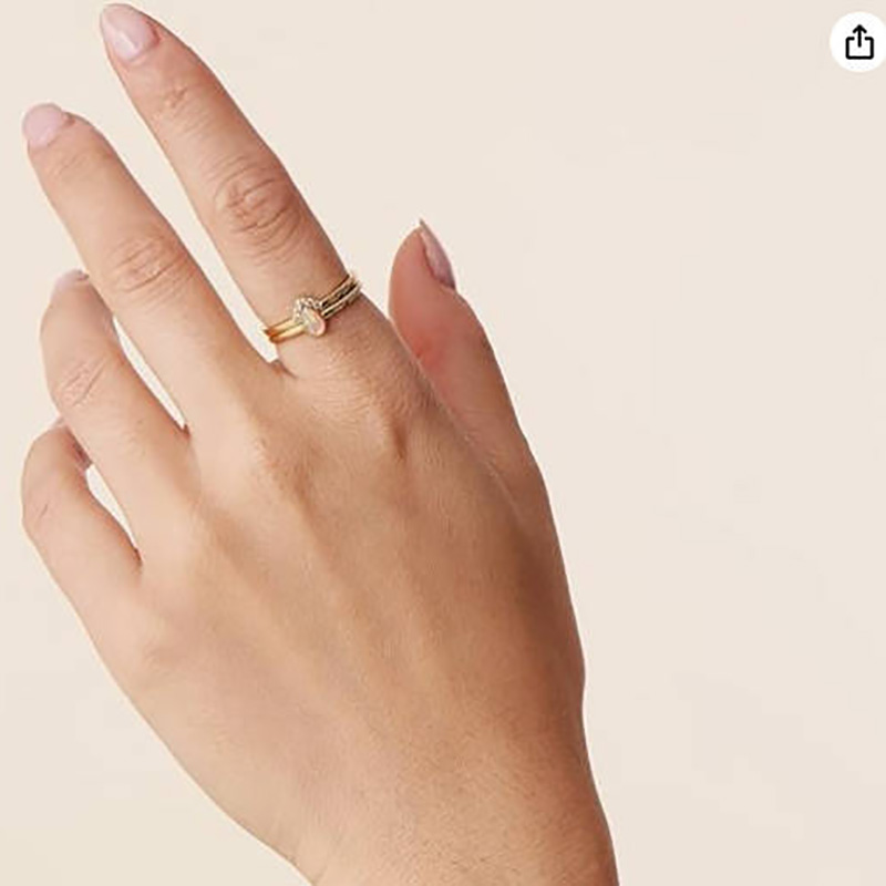 Elegant 18k goud-Geplaatste stapelbare druppel opaalring set met micro-Pavé Zirconia Accenten - Tijdloze luxe sieraden voor vrouwen