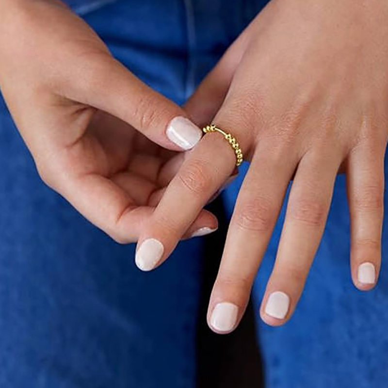 Minimalistisch 18K goud-Geplaatste kralenstapelring - elegant & Veelzijdige dagelijkse band voor gelaagdheid of solo -slijtage