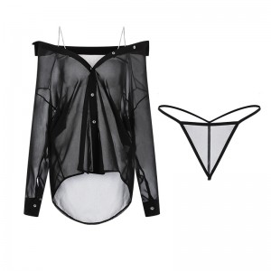 Nieuwe stijl plus-Maat sexy lingerie. Een pure en verleidelijke kijk-Door chiffon slip jurk met een diepe v-nek, laag-Snijd ontwerp en bretels, onderdeel van een uniforme set2622 -prijs:$108.99