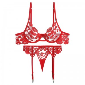 Sexy lingerie - ultra-Dun, met rood lip -borduurwerk en kant. Het\\Het is een beha -set voor grote borsten waardoor ze er kleiner uitzien en voorkomt dat SASHING W7229 PRIJS:$219.99