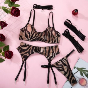 Nieuwe stijl pure gaasbeha. Een sexy drie-stuk set lingerie met zebrapatronen voor een verleidelijke touch My98806 -prijs:$119.99