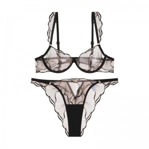 Nieuw - Stijl Franse lingerie. Sexy, ultra - dun, onschuldig - Kijkend met borduurwerk en kant. Beha\'s voor grote borsten die een minimaal effect geven, plus - Grootte lingerie sets W7228PRICE:$129.99