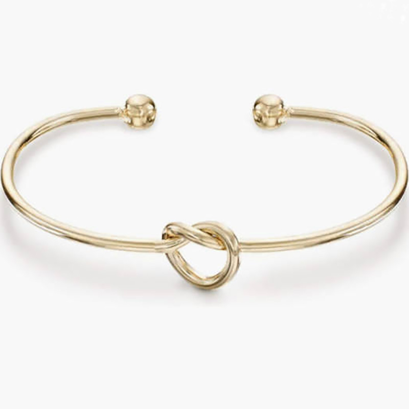 4K GOUD VOOR VOOR ALTIJD LIEFDE KNOT IN ONTIERITY Bangle armbanden voor vrouwen verstelbare gouden armbandarmband voor vrouwen elegant goud-Geplaatste open manchetarmband met knoopontwerp - moderne minimalistische sieraden voor dagelijkse kleding en speciale gelegenheden