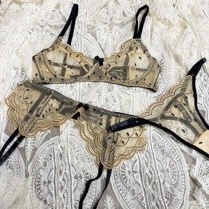 Europese en Amerikaanse ins - Stijl sexy lingerie. Ultra - dun plus - maat kanten erotische lingerie. Beha set die grote borsten kleiner laat lijken en voorkomt dat ze doorzakken (drie - stuk set).WLV255PRICE:$159.99
