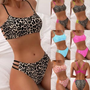 2025 Nieuw Europees en Amerikaans sexy kruis - Border Leopard Print Two - stuk bikini zwempak voor vrouwen QT25002 Prijs:$79.99