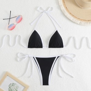 2025 NIEUW SODID - kleur vrouwen\\\'s sexy twee - stuk driehoekskleur - Blok Bikini. Europese en Amerikaanse stijl met banden, geschikt voor strand en hete lente QT25003 Prijs:$79.99