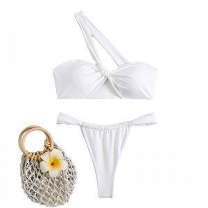 Twee-stuk zwempak. Sexy een-Schouderstrapless bikini met een backless ontwerp. Europese en Amerikaanse stijl Buitenlandse handelswogkleding voor groothandel QT-25018 Prijs:$79.99