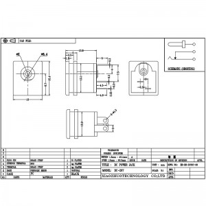 DC Socket DC-207, Direct Insertion Audio Socket, Two-pin koperen pin power laadaansluiting