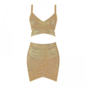 Zomer goud geprinte gebreide Camisole, heup wrap rok set