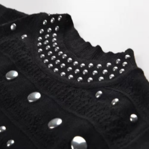 Zomer dollar kraag mouwloze schouderruche, metalen gebreide jurken