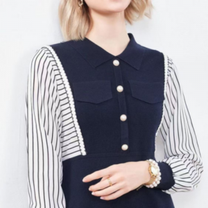 Vroege herfst kleine omgekeerde kraag gebreide half vest