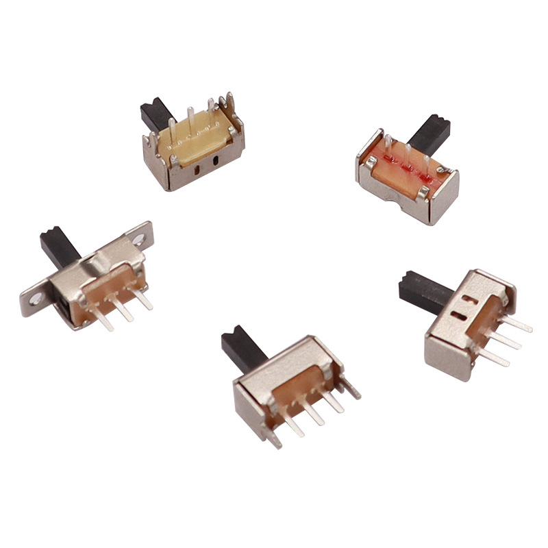 Slide Switch SS12D07 voor kleine huishoudelijke apparaten, 2-Speed ​​single-Rij 3-Pin horizontaal, band verticaal