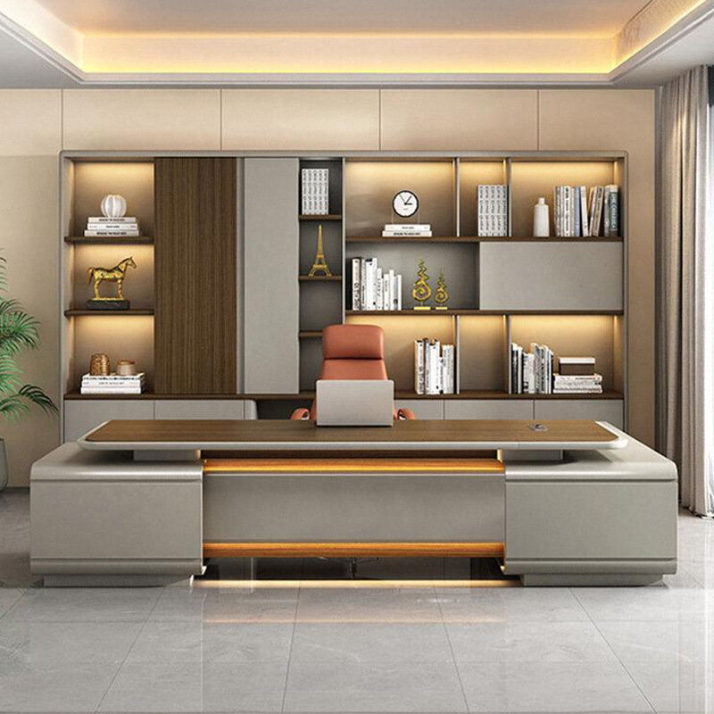 Model DBT008 Directiebureau, president/Voorzittersbureau, premium groot managerbureau met bureaustoelenset voor manager\'s kantoor